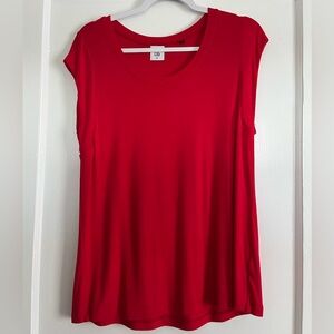 Cabi Size Medium Top #5560 Red Blaze Tee Solid Cap Sleeve